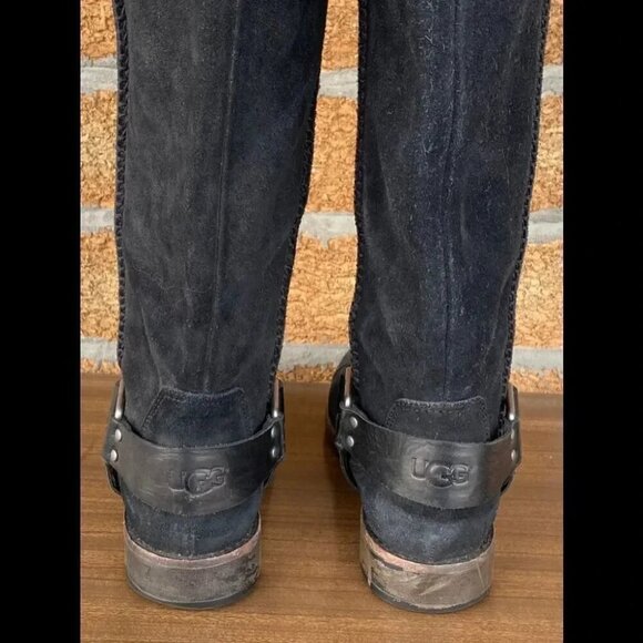 UGG WOMEN DREE BLACK LEATHER BOOTS Sz 7 - Picture 4 of 11